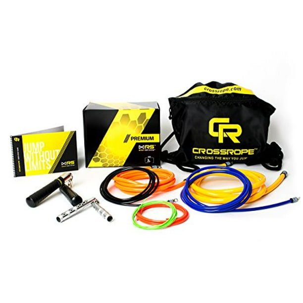 Crossrope Premium Set Bolt Handles Training Bag Complete Portable Jump Rope Set Rugged Handles 2 Adjustable Ropes Exercise Guide Includes 4 Weighted Jump Ropes